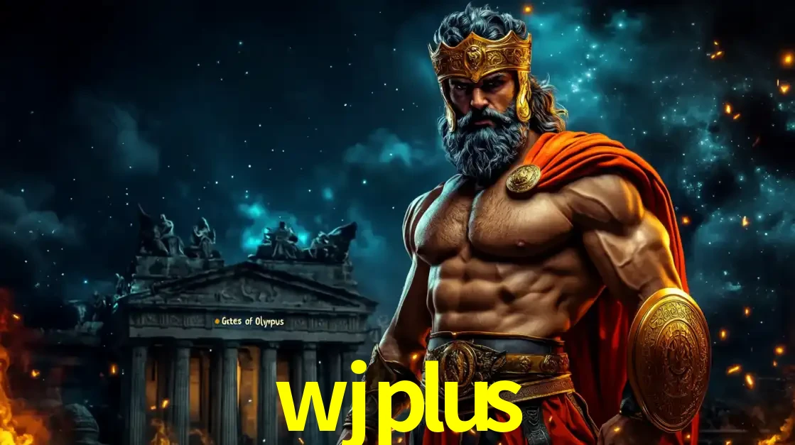 O poderoso Zeus do jogo de slot Gates of Olympus em frente ao seu templo, pronto para lançar multiplicadores divinos e prêmios épicos no cassino online wjplus.