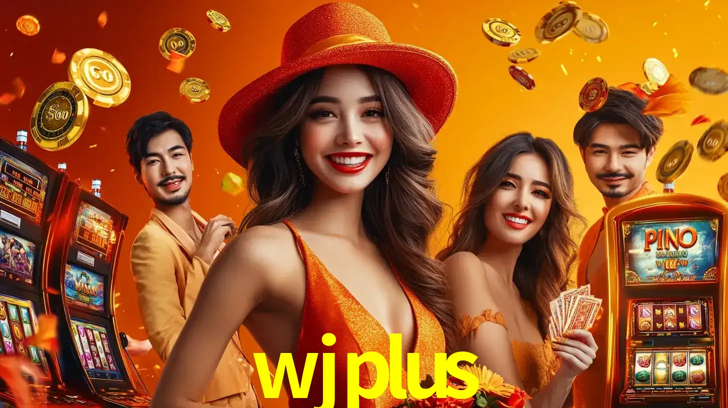 Grupo de amigos asiáticos sorrindo e se divertindo com máquinas de caça-níqueis em um ambiente festivo, celebrando suas vitórias nos jogos de cassino do wjplus.